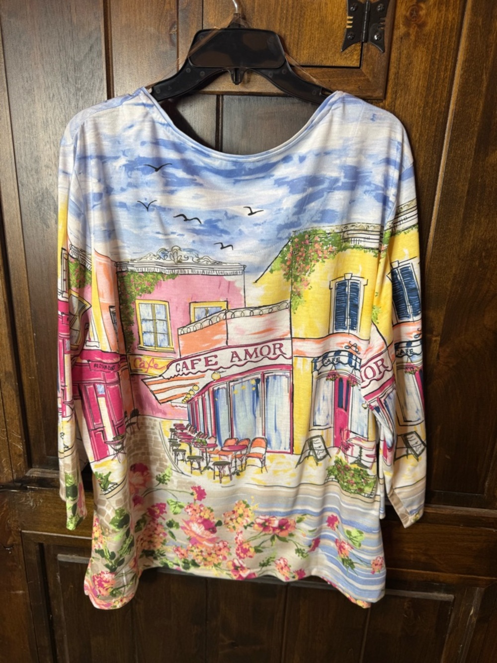 NEW Allison Daley Woman 2X Tunic Scenic Blue Cafe Amor Rhinestone Plus Bling - Picture 6 of 9